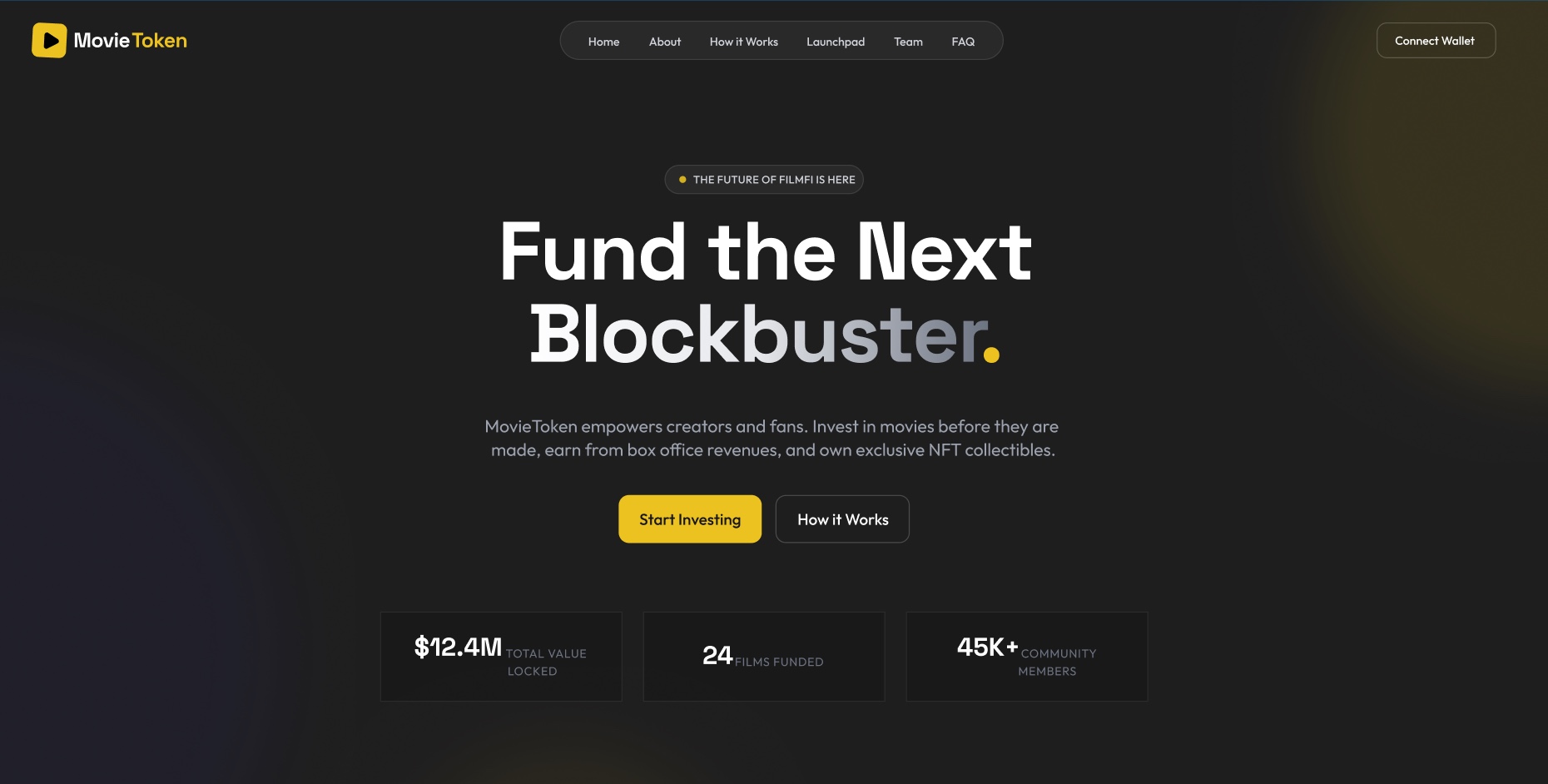 Movie Token - Fan-powered platform to fund film productions and deliver token-gated access, perks, and experiences per movie or project.